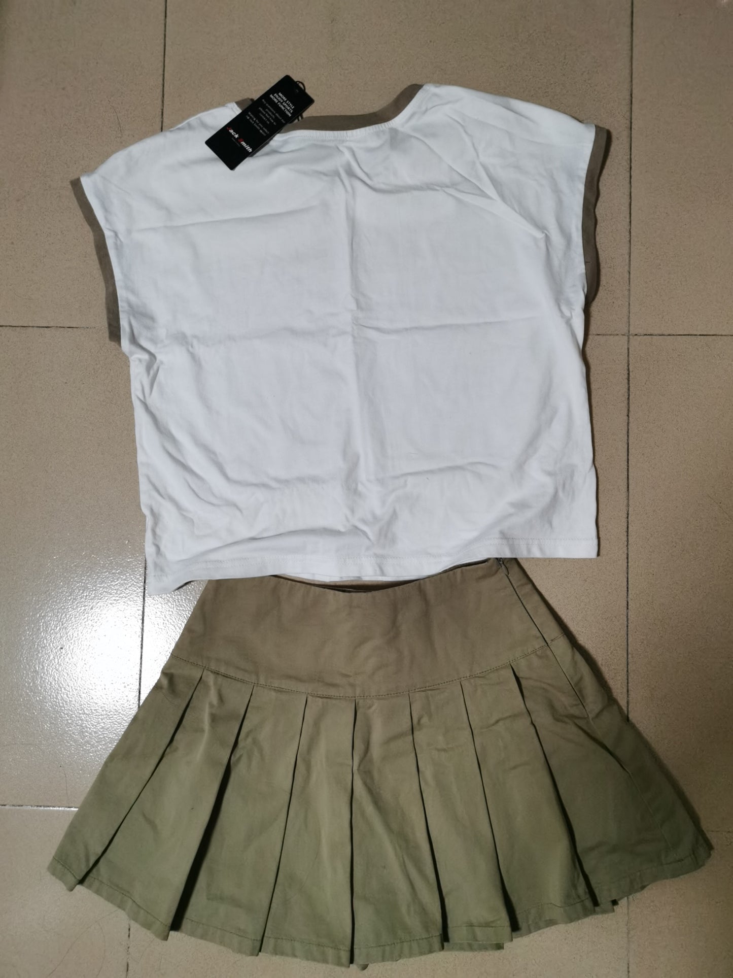 JACK SMITH Womens 2 Piece Workout Sets Sleeveless Crop Tops Mini High Waist Pleated Skirt Set