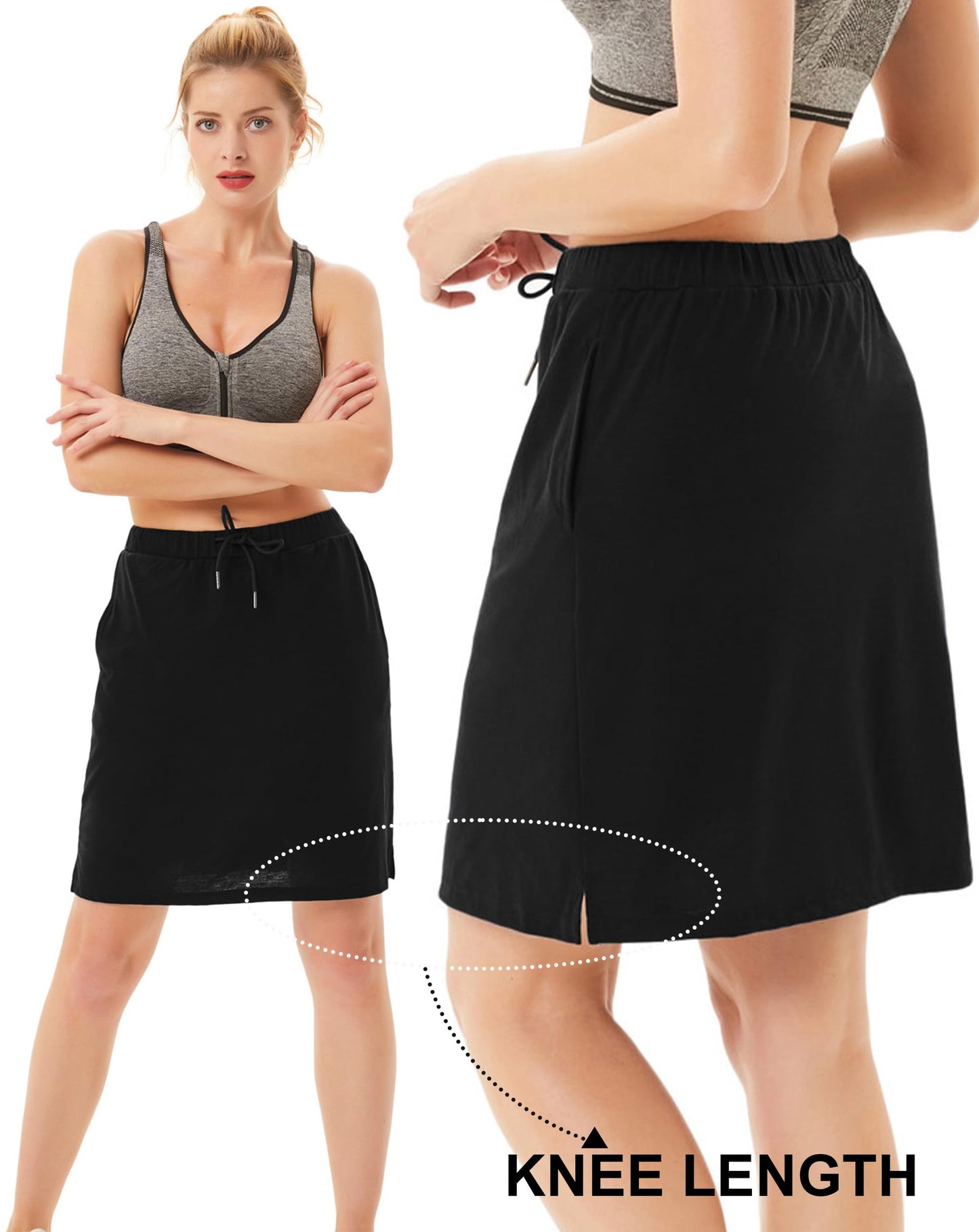 JACK SMITH Women's Sports Skirt with Drawstring Waist and Mesh Short Pockets