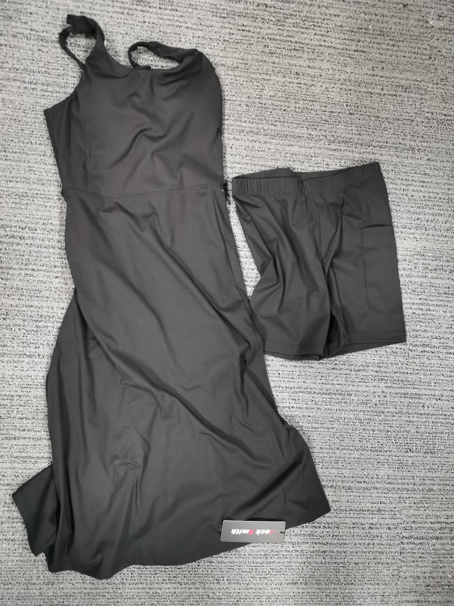JACK SMITH Women Tennis Dress with Built in Shorts and Bra Backless Split Golf Athletic Midi Dress with Pockets S-2XL