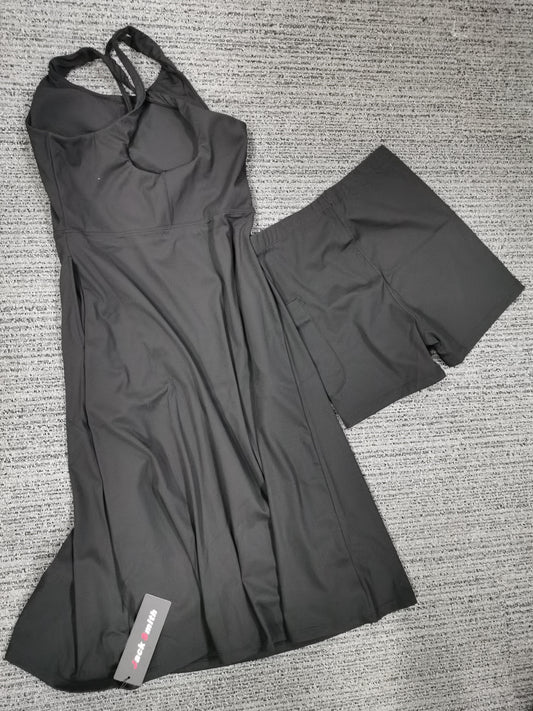 JACK SMITH Women Tennis Dress with Built in Shorts and Bra Backless Split Golf Athletic Midi Dress with Pockets S-2XL